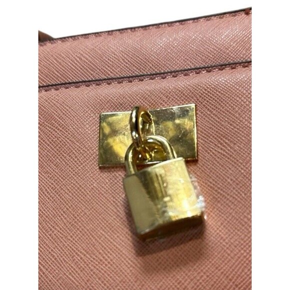 Pink top handle handbag unbranded gold tone accents zip close 10 x 12 inches - Picture 5 of 16